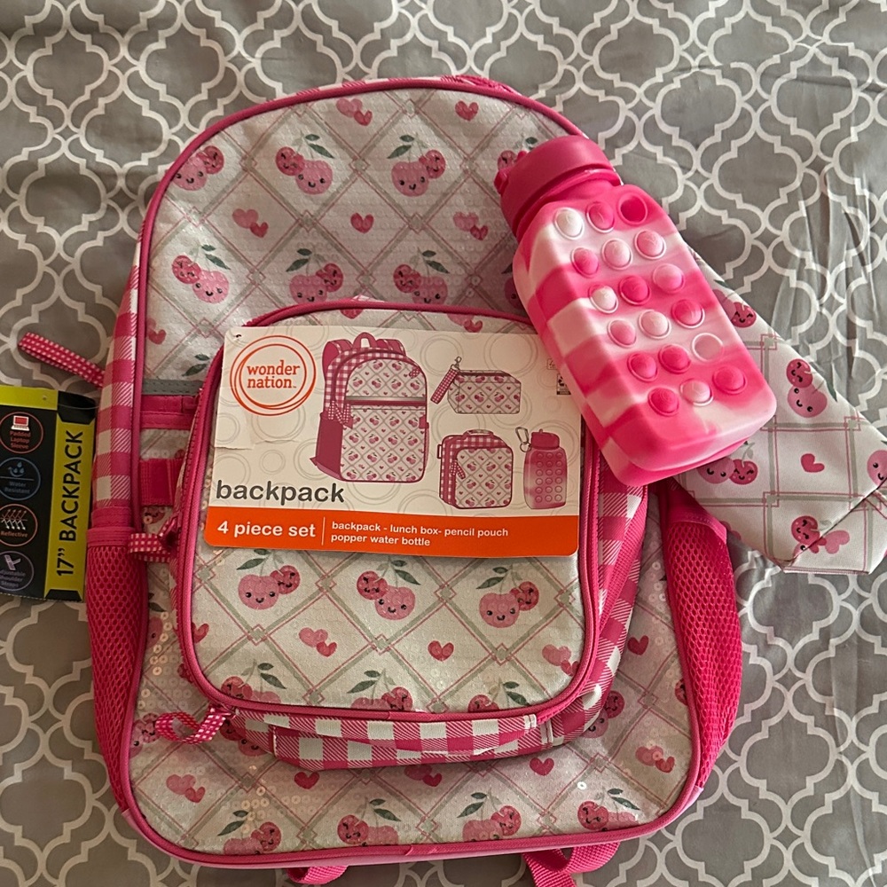Wonder Nation Pink and White Backpack Set